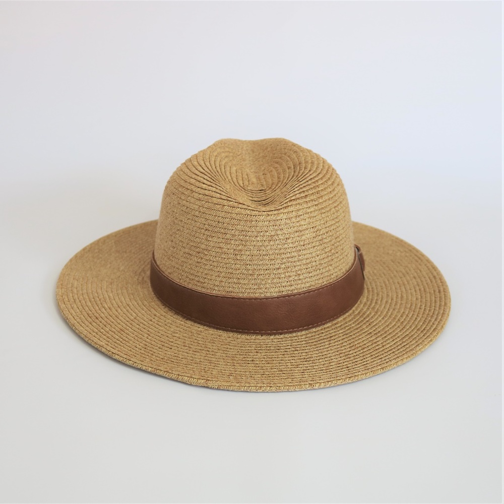 Straw Panama Hat With Faux Leather Belt - Picture 7 of 8
